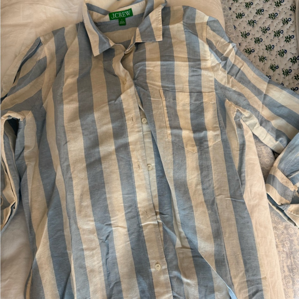 J. Crew Blue and White Striped Coverup Dress
